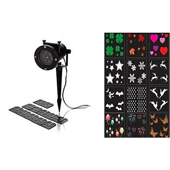 Night Stars Celebration Series LED Image Motion Projection Light w/ 12 Seasonal Slides, Christmas, Halloween, Easter All Holidays!