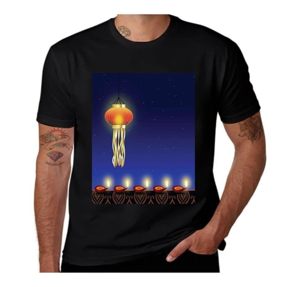 Night Stars-Diwali-Night Blue-Orange- Casual Streetwea Everyday Tshirt Comfortable Wear tee shirt