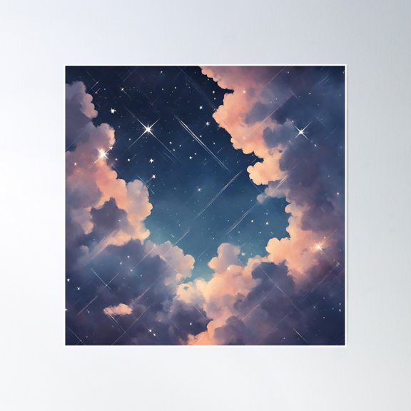 Night Stars Poster Wall Art, Modern Wall Decor, 24x24 UNFRAMED