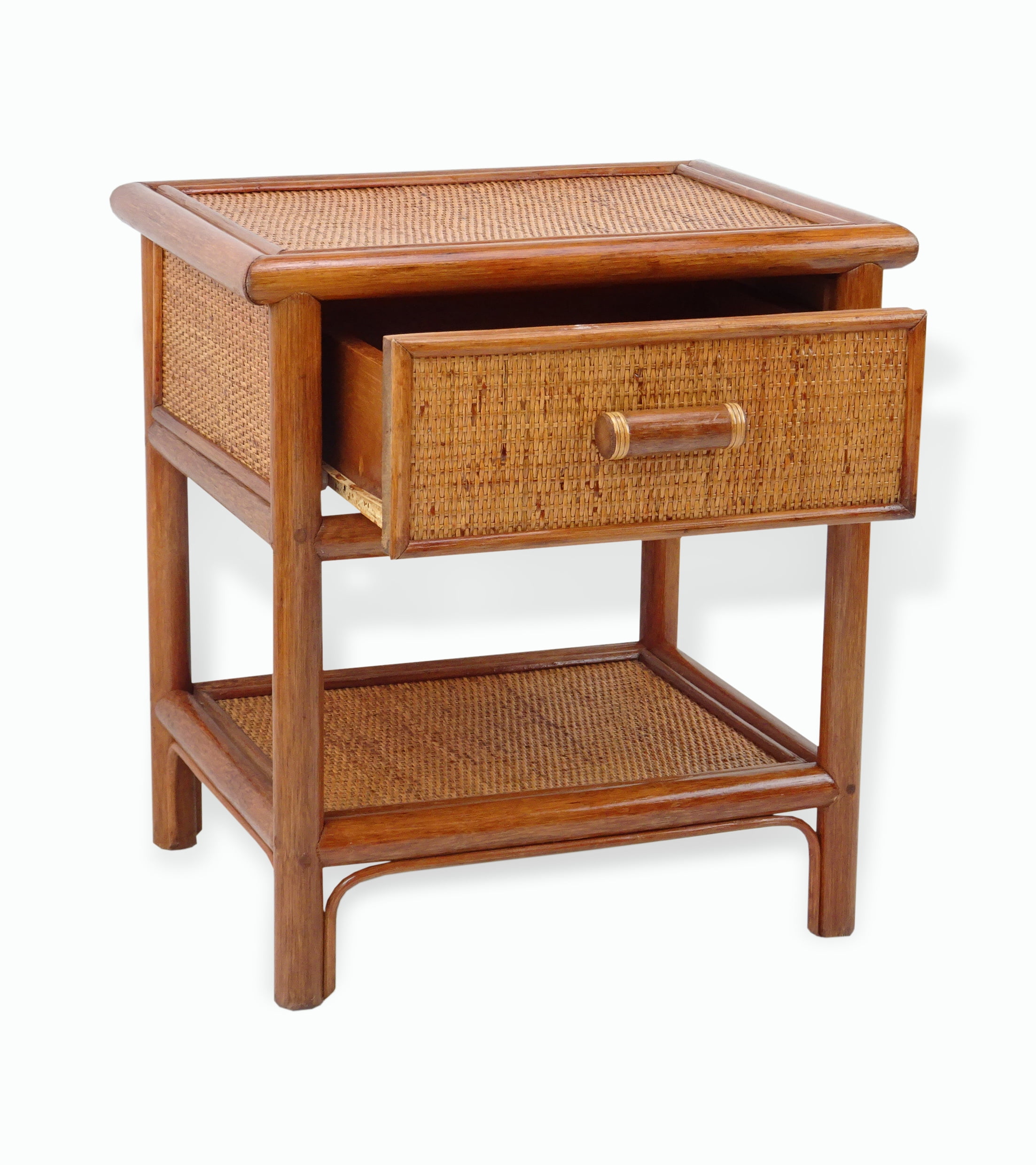 Night Table w/ 1 Drawer Natural Rattan Handmade - Walmart.com