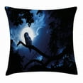 thumbnail image 1 of Night Throw Pillow Cushion Cover, Quiet Night in the Woods Full Moon Tall Trees and Owl on Branch Tranquil Scene, Decorative Square Accent Pillow Case, 18 X 18 Inches, Black Blue White, by Ambesonne, 1 of 2