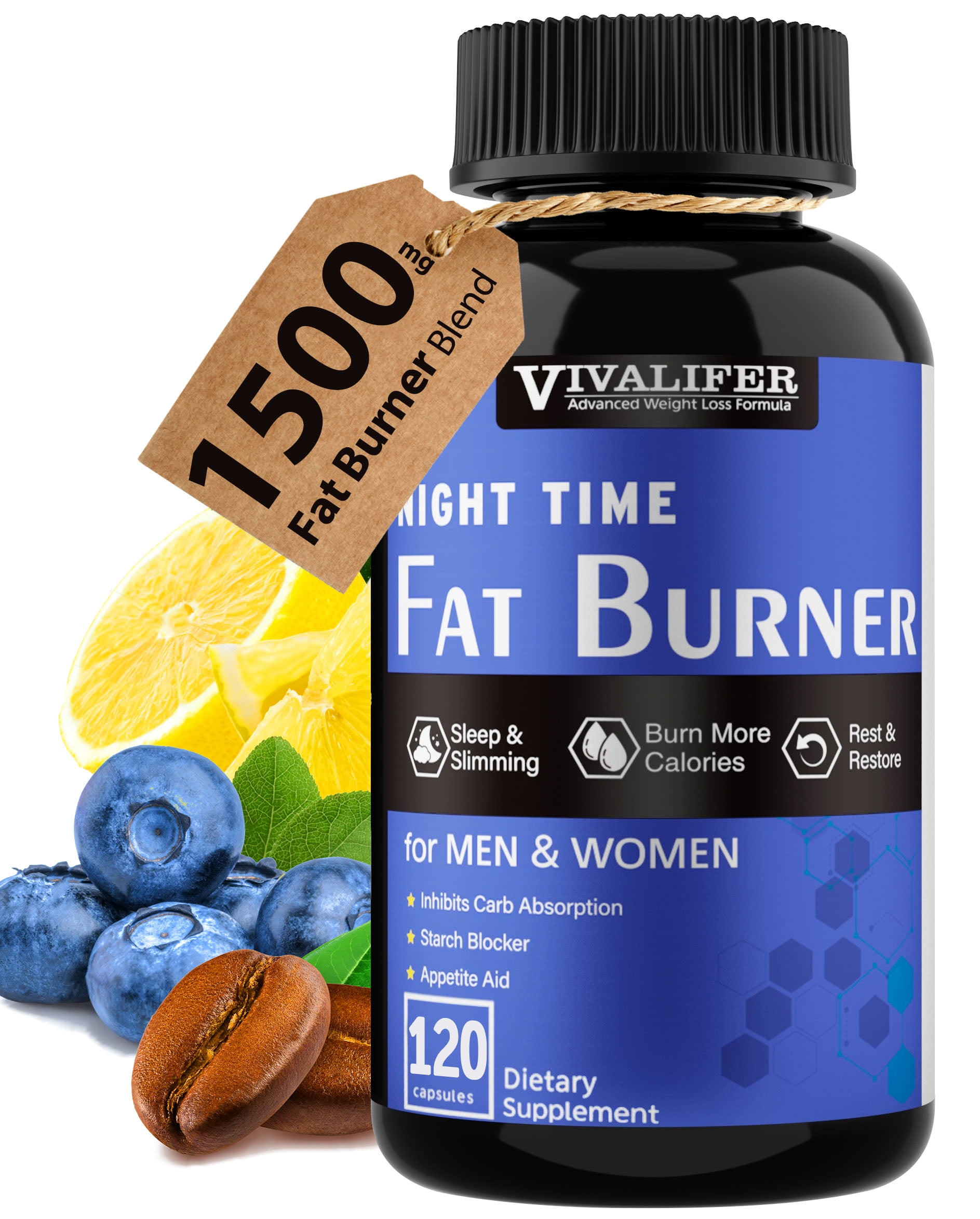 Night Time Fat Burner, 120 Capsules Appetite Suppressant and Sleep Aid Supplement, Boost