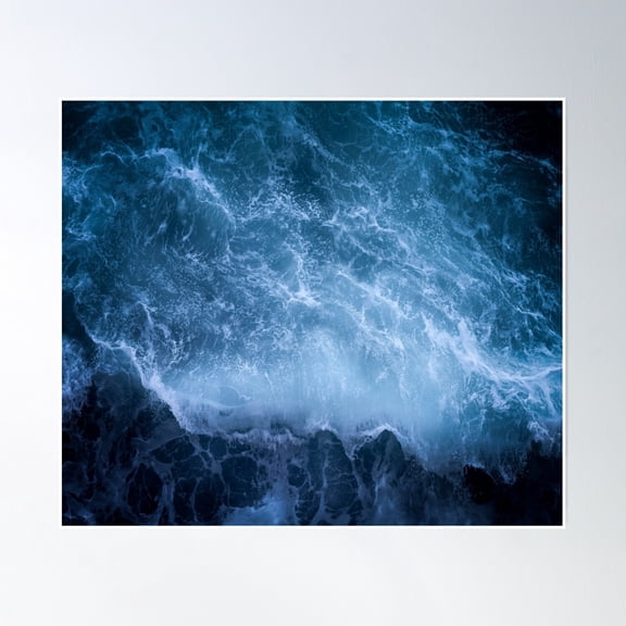 Night Time Waves Poster Wall Art, Modern Wall Decor, 12x18 UNFRAMED