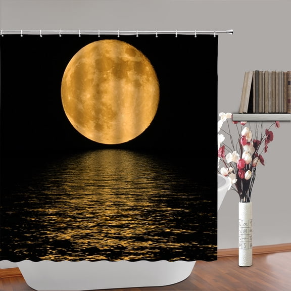 Night View Starry Sky Earth Moon Shower Curtain Space Planet Ocean Bath Curtains Waterproo