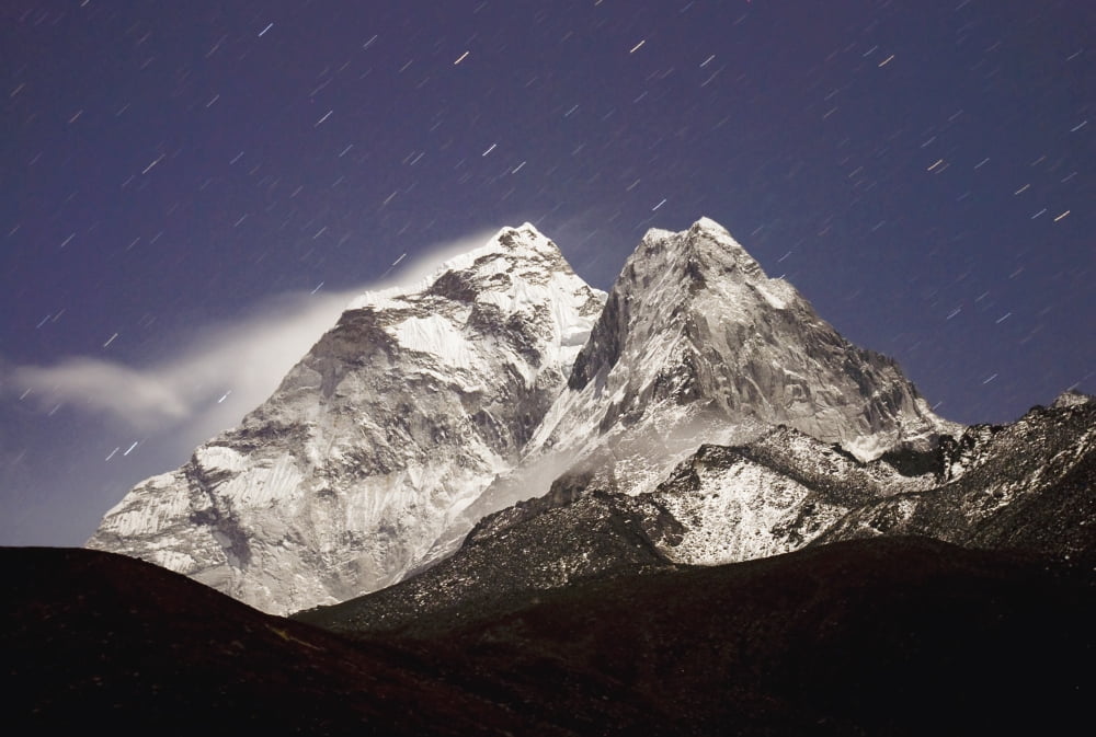 Night View With Star Trails Ama Dablam Dingboche Nepal Canvas Art - Philippe Widling Design Pics (19 x 12)