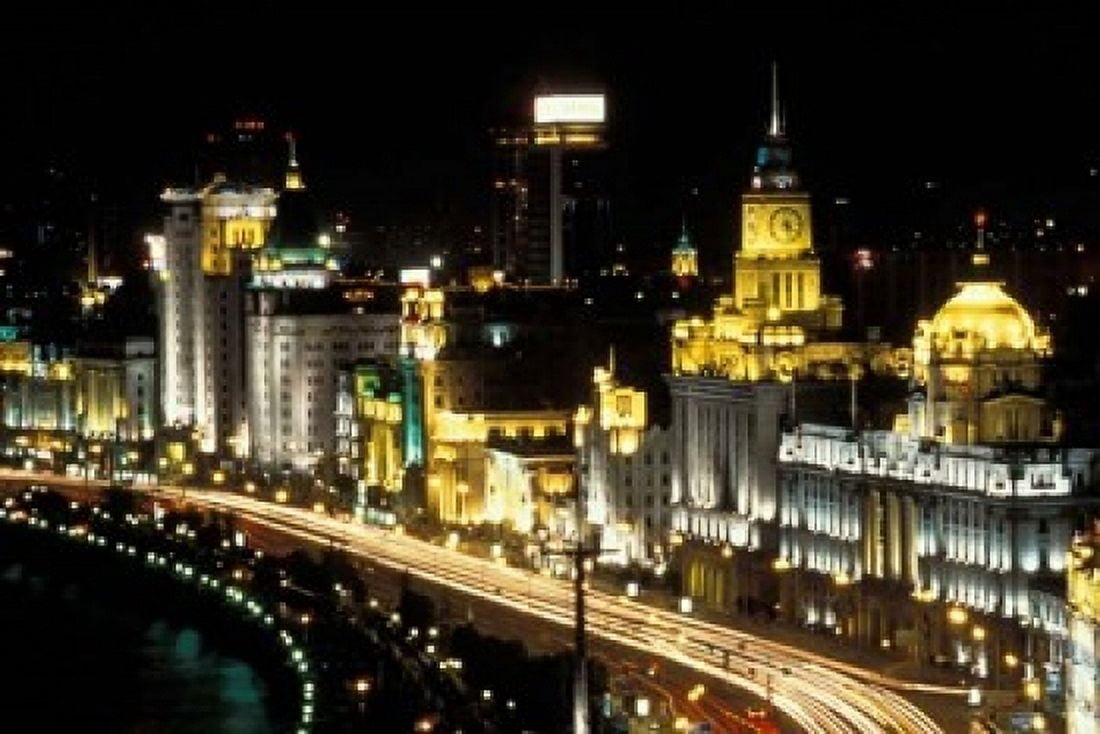 Night View of Shanghai China Canvas Art - Keren Su DanitaDelimont (24 x 15)