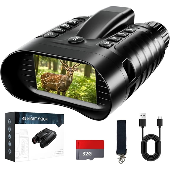 Night Vision Binocular with Range Finder, 4K Night Vision Goggles for , 8X Zoom, 36MP,  3.2" Screen  NVG 4500mAh , 32GB Card for Camping  Men's Gifts