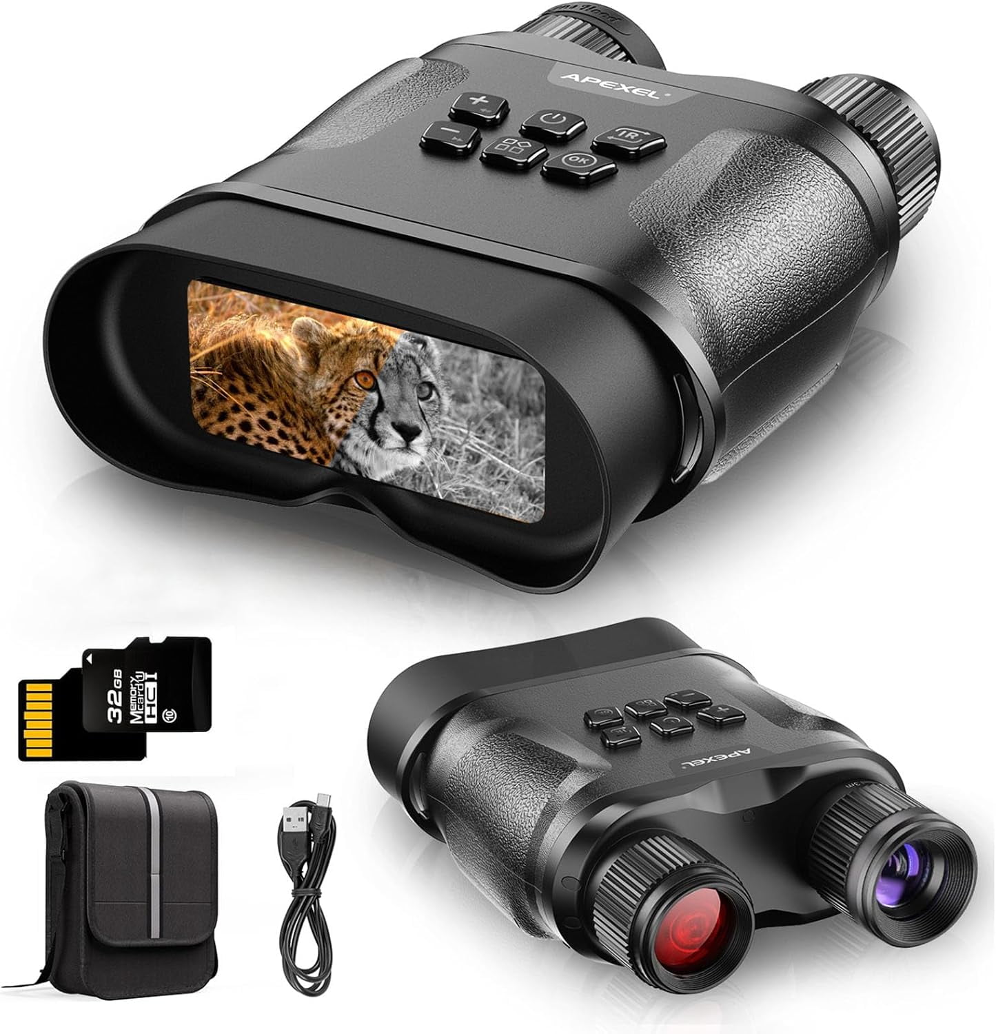Night Vision Binoculars, 12X Zoom Digital Infrared Night Vision Goggles with 2.3'' LCD Screen for Hunting/Camping/Military Tactical, 32GB SD Card.