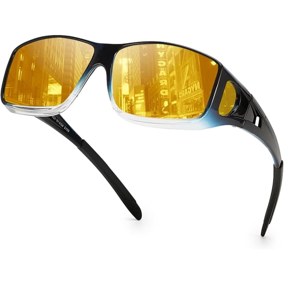 Night Vision Driving Fit Over Glasses for Men Women   Yellow Lenses TS0312