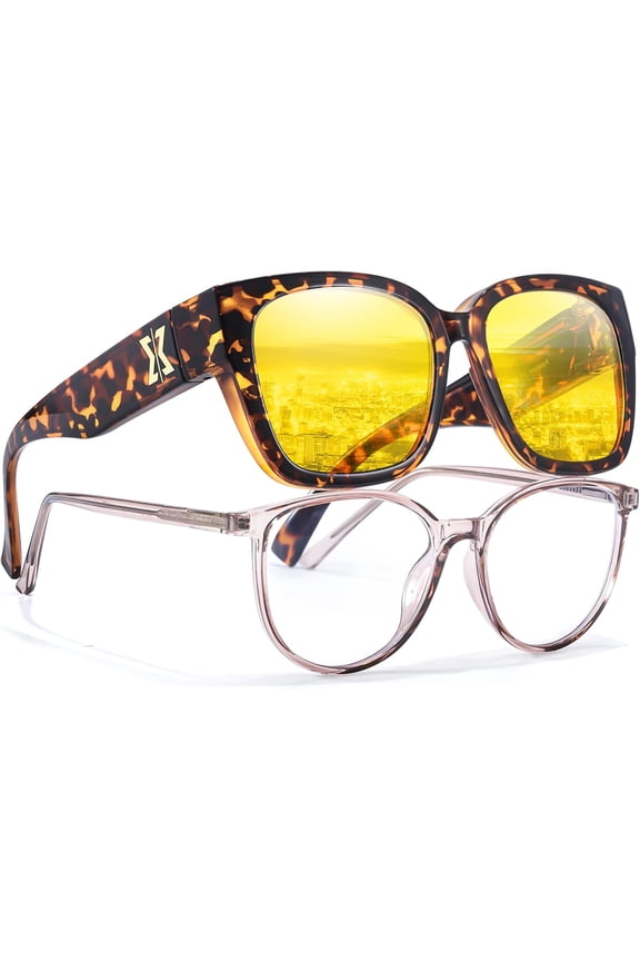 Night Vision Driving Glasses Fit Over Prescription Glasses, Wrap Around Nighttime N4203