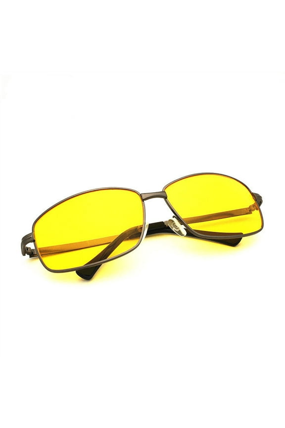 Night Vision Driving Glasses UV400 Protection Metal Frame PC Lens High Visible Light Perspective Rate Vintage Universal