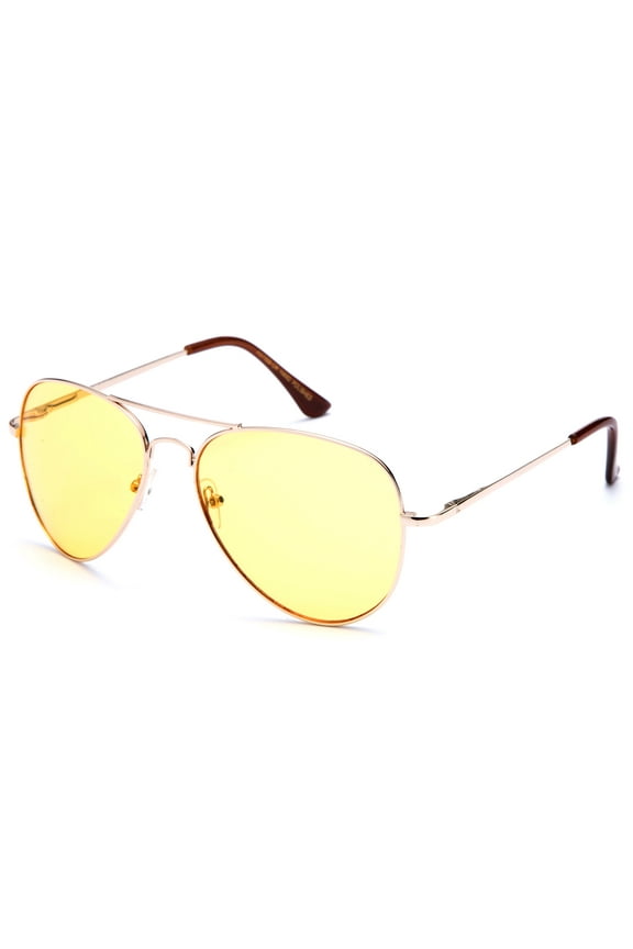 Night Vision Driving Glasses Yellow Amber Lens & Day Time Driving Sunglasses Copper Lens-Classic Aviator Style Glasses with Comfortable Spring Hinge Fit for Most People!
