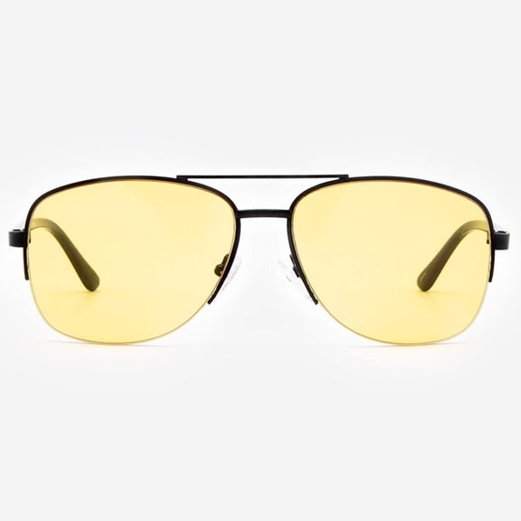 Night Vision Glasses Anti Glare Night Driving Glasses Yellow Tinted Sunglasses for Men and Women with HD Yellow Glasses for Night Driving Sun Glasses Aviator Anzio in Black