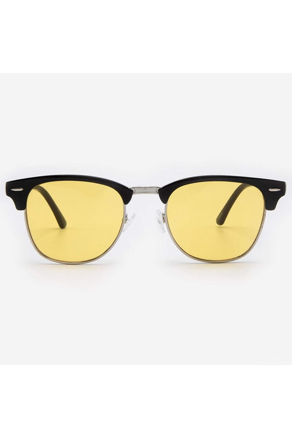 Night Vision Glasses Anti Glare Night Driving Glasses Yellow Tinted Sunglasses for Men and Women with HD Yellow Glasses for Night Driving Sun Glasses Semi Rimless Browline Tivoli in Black