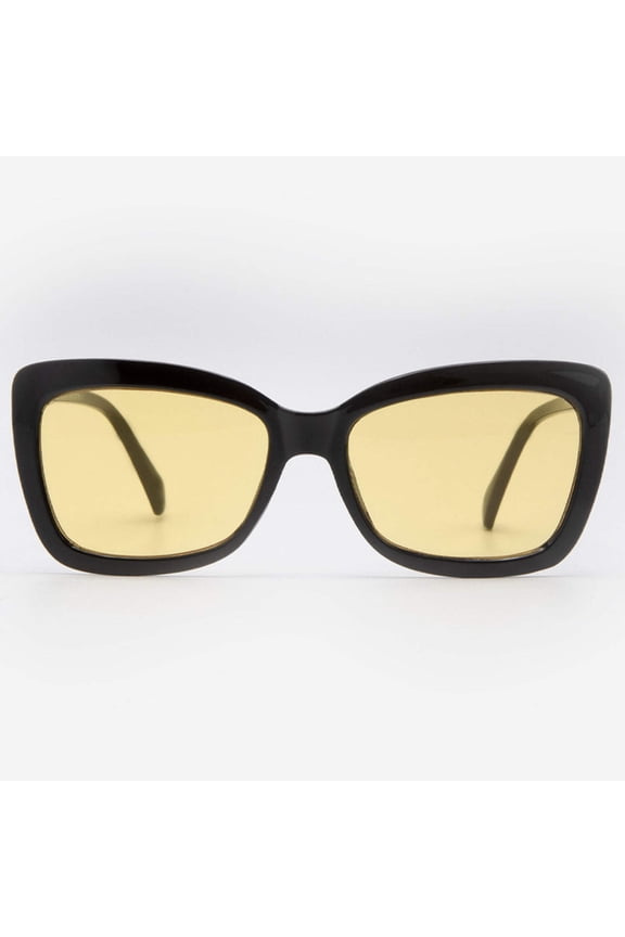Night Vision Glasses Anti Glare Night Driving Glasses Yellow Tinted Sunglasses for Men and Women with HD Yellow Glasses for Night Driving Sun Glasses Square Carpi in Black