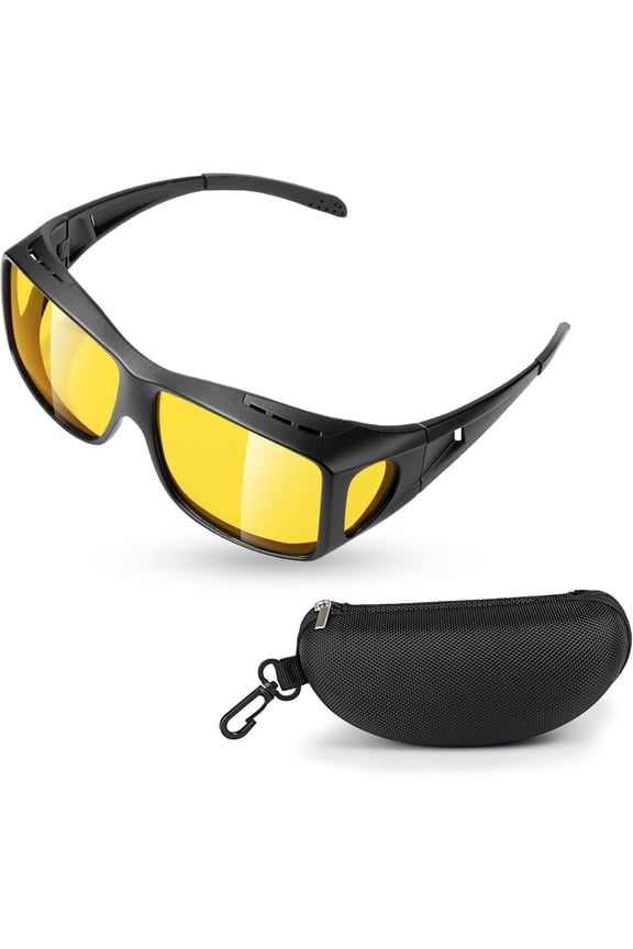 Night Vision Glasses,Night Driving Glasses - for Men women,Anti Glare,Polarized Fit Over Glasses, Driving,Night Time