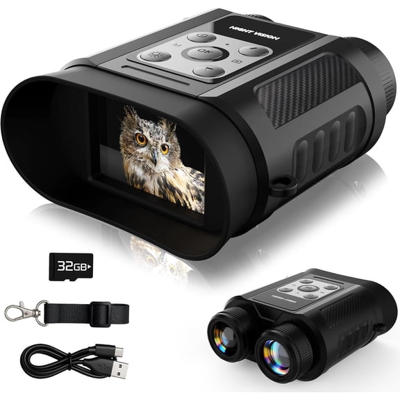 Night Vision Goggles,4K 48MP Night Vision Binoculars, 1000FT Viewing Range, 7-Levels Adjustable IR, 8X Digital Zoom for Outdoor, Camping and Observation