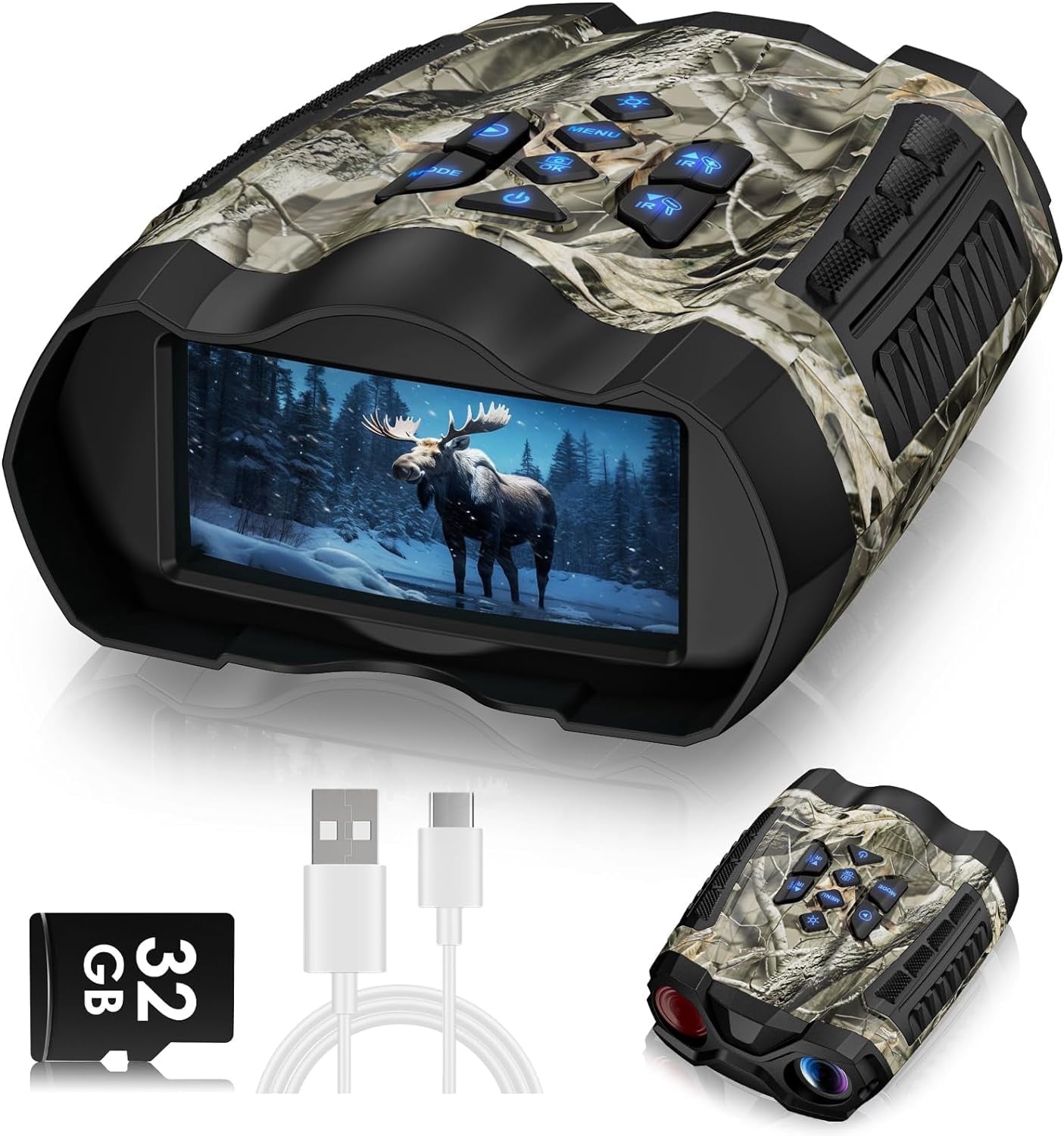 4K Night Vision Goggles Binoculars with Camera – 10X Zoom, 9-Level Infrared, 4000mAh Battery, 3" LCD Screen, Photo & Video Recording
