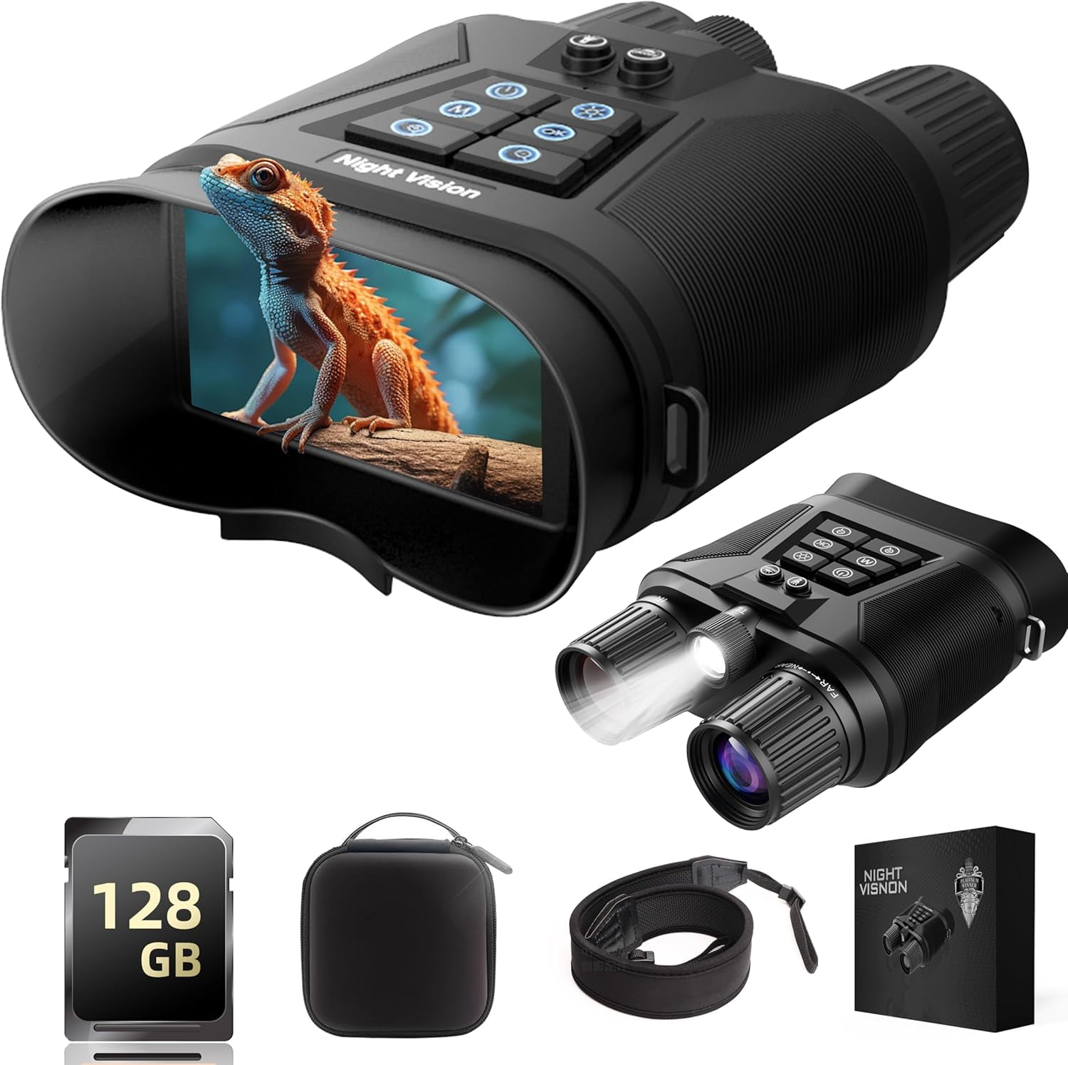 Night Vision Goggles, 4K HD Night Vision Binoculars for Adults, 128GB Card for Photo and Video, 5000mAh Battery, 1968FT and 850nm Infrared Binoculars for Outdoor Enthusiasts and Animal Watchers