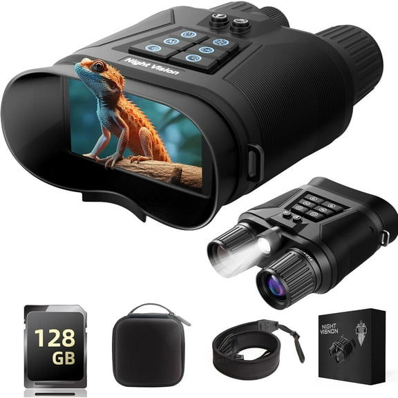 Night Vision Goggles, 4K HD Night Vision Binoculars for Adults, 128GB Card for Photo and Video, 5000mAh Battery, 1968FT and 850nm Infrared Binoculars for Outdoor Enthusiasts and Animal Watchers