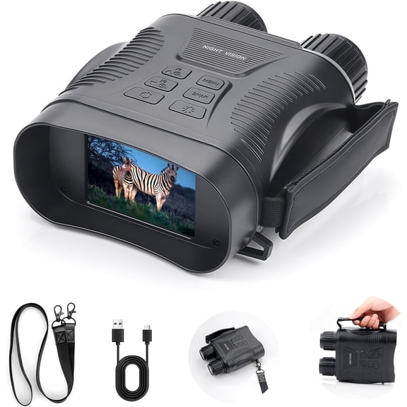 Night Vision Goggles 4K Night Vision Binoculars with 2000mAh Rechargeable Battery, 32GB TF Card can Save Photo and Video, 2700FT Viewing Range for Camping & Security