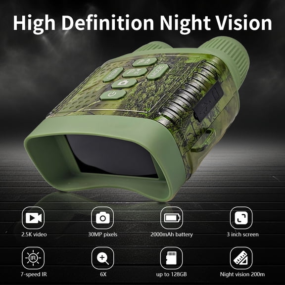 Night Vision Goggles Binoculars for Adults - 6X Digital Zoom, 3" HD Screen, Long Battery Life, Ideal for Hunting, Camping, Wildlife Watching & Home Security (Camouflage)