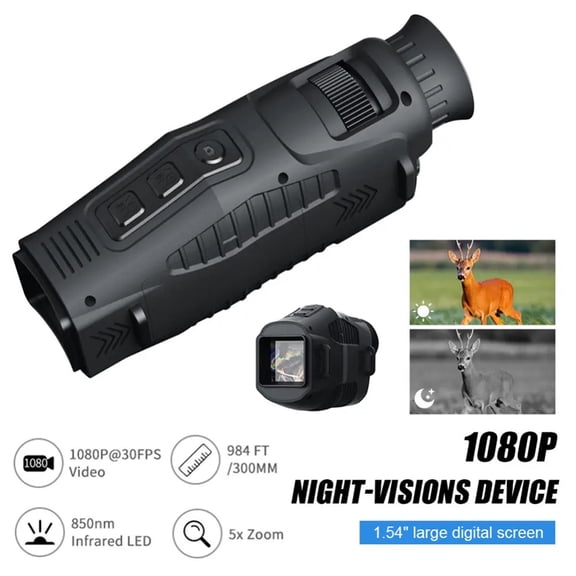 Night Vision Monocular, 1080 Photo & Video Portable Night Vision, 5X Digital Zoom 300m Full Dark Viewing Distance, for Hunting,Camping,Travel
