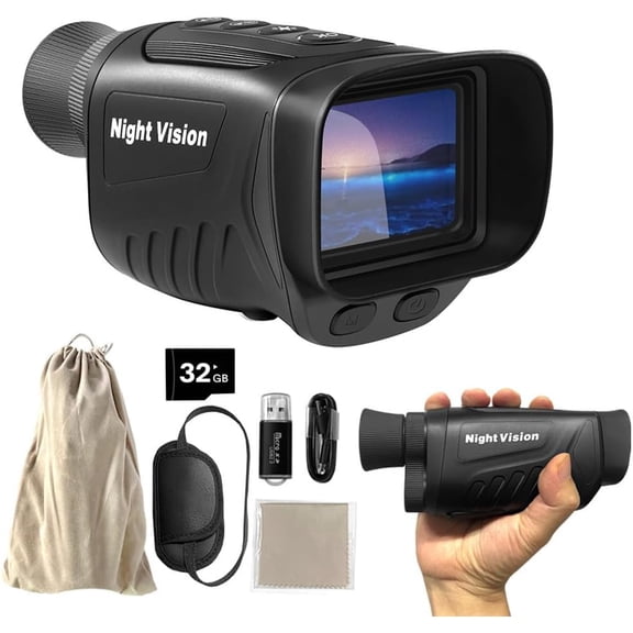 Night Vision Monocular - 2.5K Digital Viewing Device with 2 Inch HD Screen 8X Zoom and 32GB Memory Card