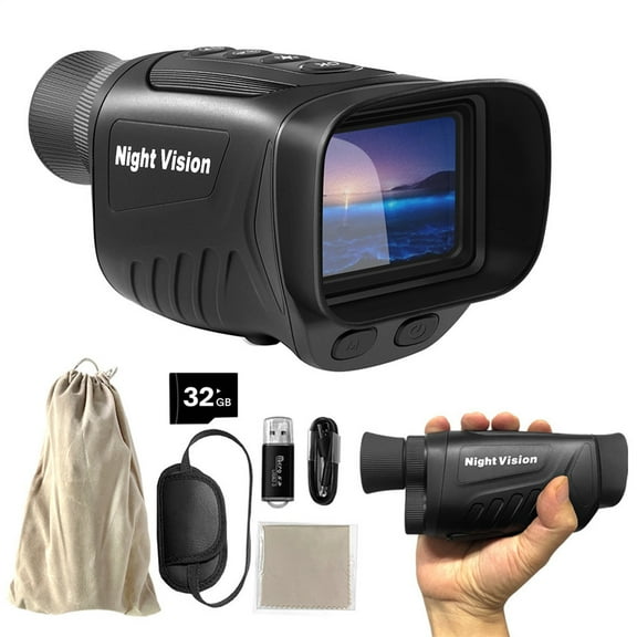 Night Vision Monocular, 2.5K Night Vision Binoculars for Adult, 2'' Hd Screen, 8X Digital Zoom, Includes 32GB Tf Card to Save Photos and Videos, Ideal for Camping, Hunting & Security