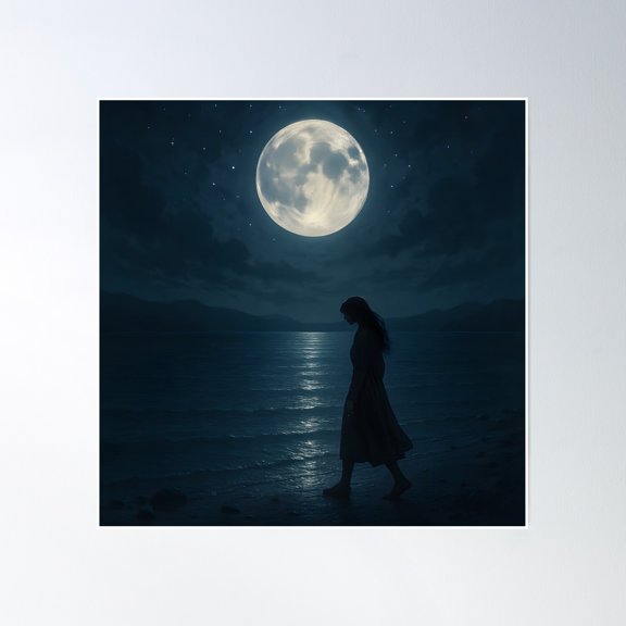 Night Walk Poster Wall Art, Modern Wall Decor, 30x30 UNFRAMED