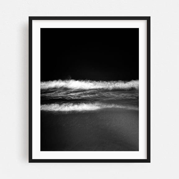 Night Waves - Ocean City Maryland Photography Black Framed Wall Art Print 16 x 20 inches