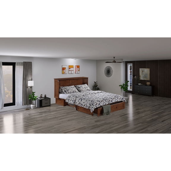 Night and Day Furniture Clover Murphy Cabinet Bed w/Mattress in Cherry