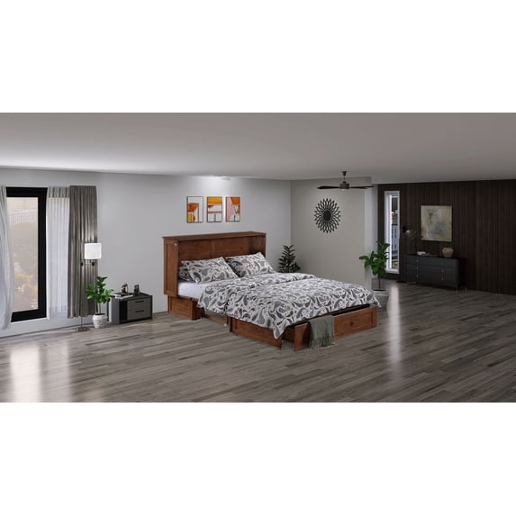Night and Day Furniture Clover Murphy Cabinet Bed w/Mattress in Cherry