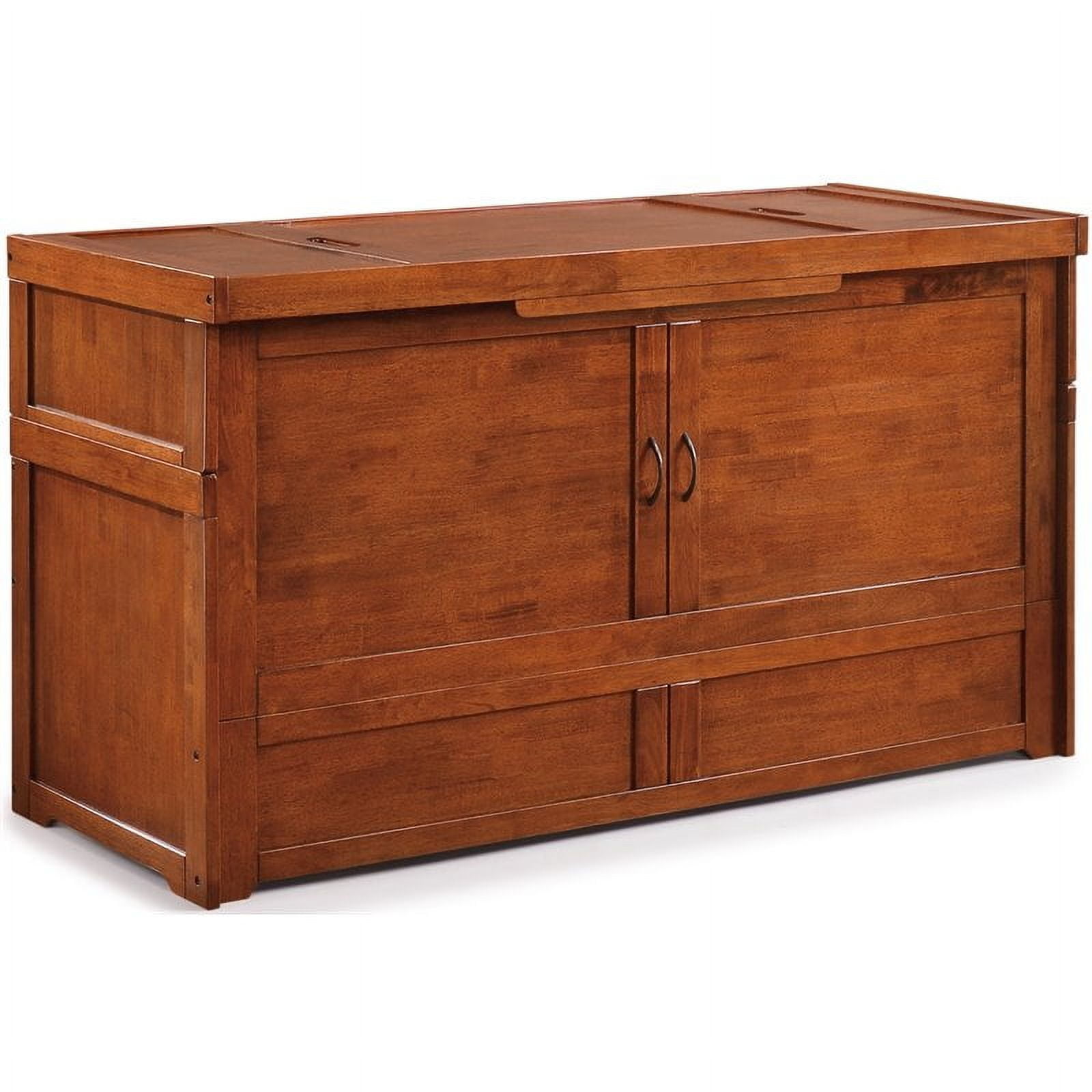 Cherry Wood Queen Cabinet Bed with Dual Storage Drawers