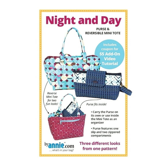Night and Day Purse & Reversible Mini Tote Pattern by Annie