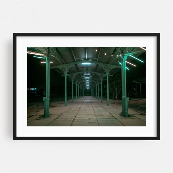 Night at Dworzec Świebodzki - Wrocław Dolnośląskie Poland Photography Black Framed Wall Art Print 16 x 24 inches