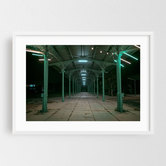 Night at Dworzec Świebodzki - Wrocław Dolnośląskie Poland Photography White Framed Wall Art Print 16 x 24 inches