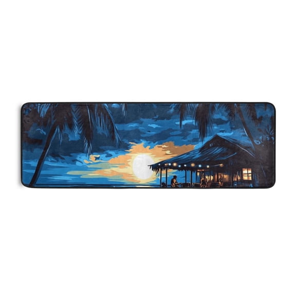 Night at The Beach Runner Rug for Hallways Kitchen Non Slip 2'x 6' Washable Hall Carpet for Bedroom Entryway Laundry Room