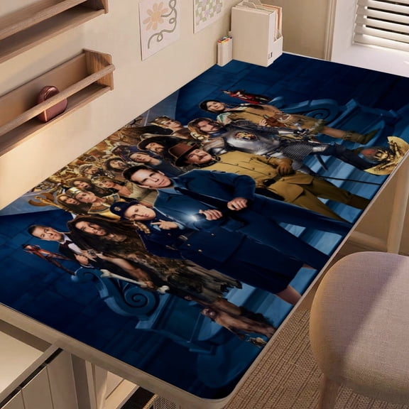 Night at the Museum-themed extra-large Non-Slip Base leather Desk Table matversatile for computer desks, dining tables, and more.12"x24"(30X60cm