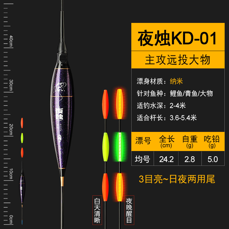 Night candle big belly carp silver carp fish Bank fishing float deep