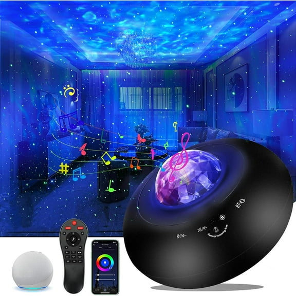 Night light LED starry sky projector, equipped with 10 lighting effects, suitable for bedroom nebula lights, remote control, white noise and party Bluetooth speakers, gifts for adults and children