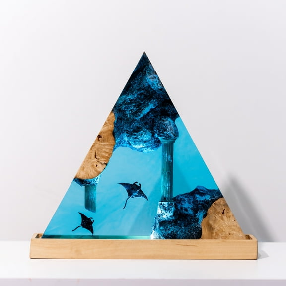 Night light scuba diver,Epoxy resin lamp, custom resin lamp, bedside lamp wood, nightstand lamp, scuba diver night light,GiftForHer