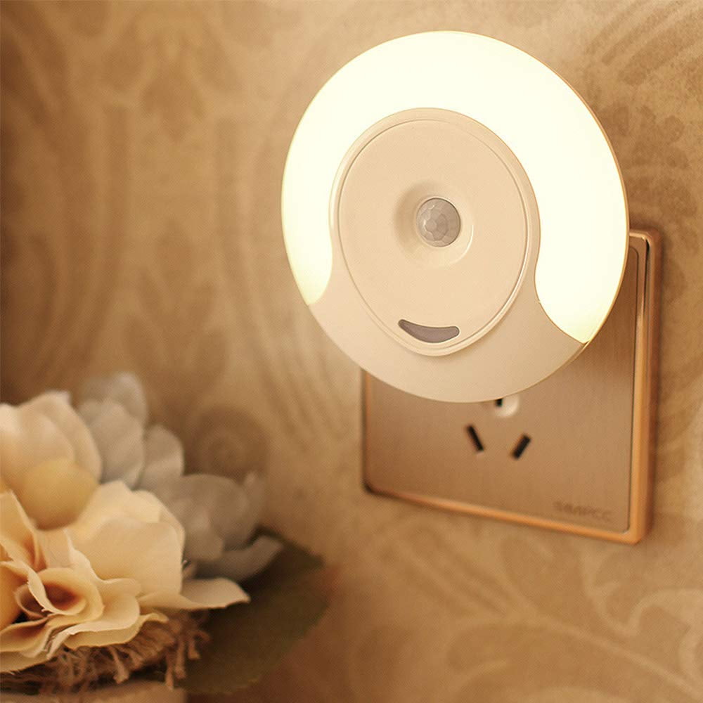 Night light socket with motion detector, socket light (Auto\\/ON\\/OFF) Orientation light, warm