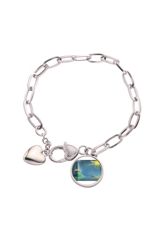 Night lighthouse fairy fuying painting heart chain bracelet jewelry charm fashion