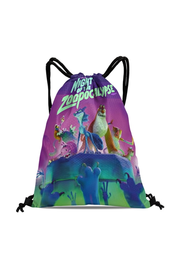 Night of the Zoopocalypse Backpack Bag Goodies Merch Drawstring Party Favors Gym Waterproof Swimming Beach