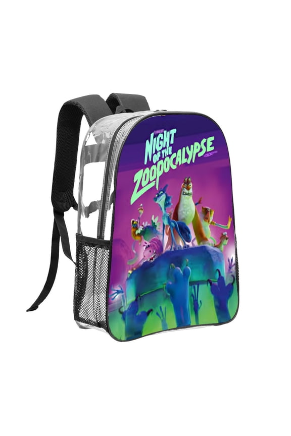 Night of the Zoopocalypse Pattern Transparent Backpack Lightweight And fashionable Showcasing Personality And Leading The Trend