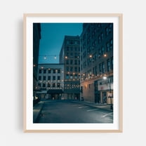 Night on Commerce Street, Bluefield - Bluefield West Virginia Photography Oak Framed Wall Art Print 16 x 20 inches