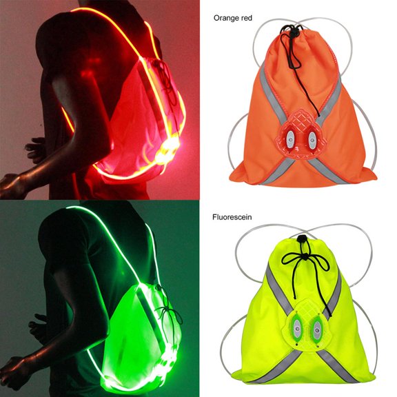Night running luminous reflective drawstring backpack,Fluorescent yellow