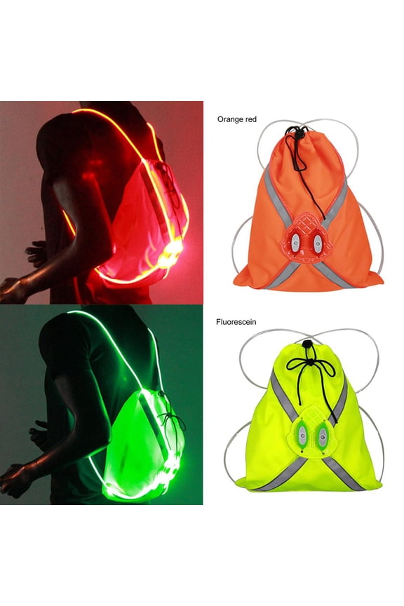 Night running luminous reflective drawstring backpack,Fluorescent yellow
