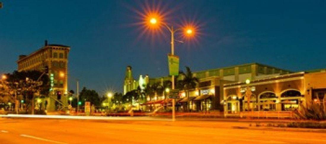Night scene Culver City Los Angeles County California USA Canvas Art - Panoramic Images (30 x 14)